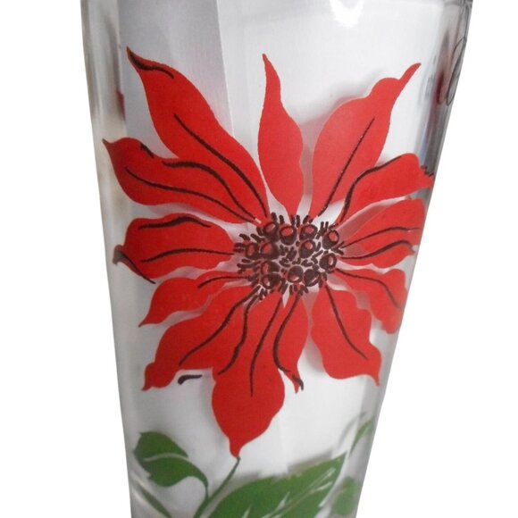 MCM Peanut Butter Juice Glass Tumbler Red / Black Poinsettia Estate find 5" #4 - Picture 8 of 8
